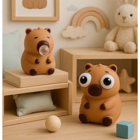 Gniotek Kapibara Antystresowy Z Bańką Wyskakującymi Oczami Brązowy 8,5 cm LEAN Toys