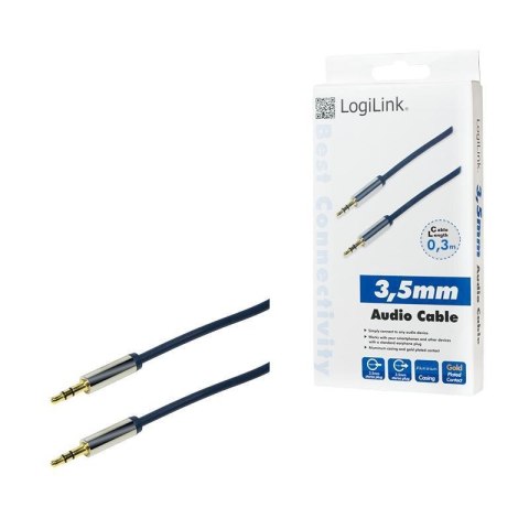 Kabel audio stereo LogiLink CA10030 3,5 mm, M/M, 0,3m, niebieski LogiLink