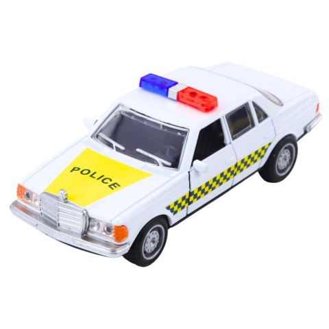 Klasyczny Samochód Policyjny Napęd Metalowy Otwierane Drzwi Biały 1:32 LEAN TOYS