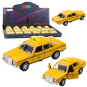 Klasyczny Samochód Taxi Napęd Metalowy Otwierane Drzwi Żółty 1:32 LEAN TOYS