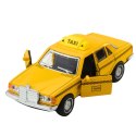 Klasyczny Samochód Taxi Napęd Metalowy Otwierane Drzwi Żółty 1:32 LEAN TOYS
