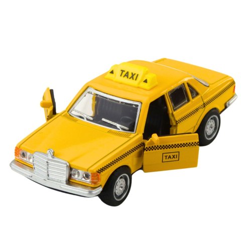 Klasyczny Samochód Taxi Napęd Metalowy Otwierane Drzwi Żółty 1:32 LEAN TOYS
