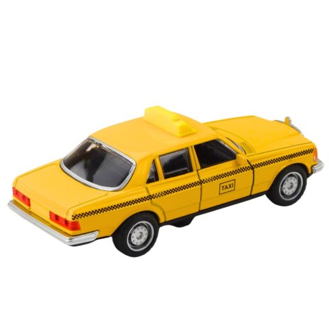 Klasyczny Samochód Taxi Napęd Metalowy Otwierane Drzwi Żółty 1:32 LEAN TOYS