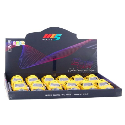 Klasyczny Samochód Taxi Napęd Metalowy Otwierane Drzwi Żółty 1:32 LEAN TOYS