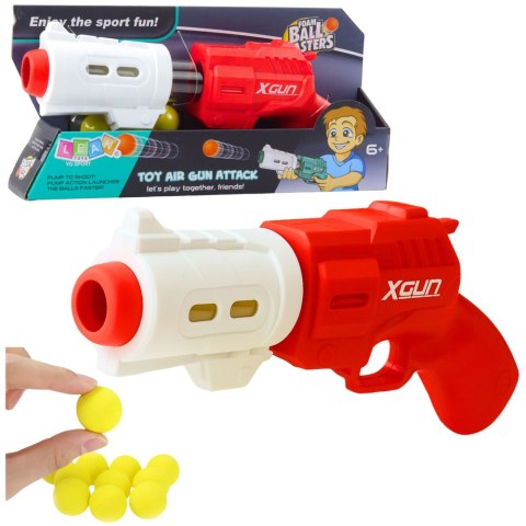 Pistolet Broń Na Miękkie Kulki Piankowe XGUN Czerwony 6 szt. LEAN TOYS