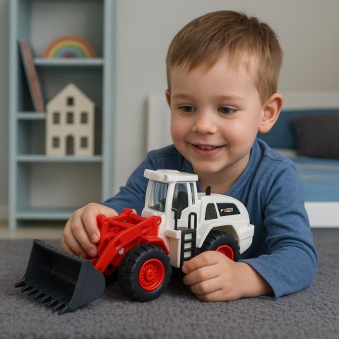 Pojazd Budowlany Koparka Spychacz Ruchoma Metalowa Łyżka Światła Dźwięki LEAN Toys