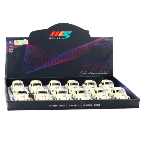 Samochód Klasyczny Garbus Metalowy Napęd Otwierane Drzwi Beżowy 1:32 LEAN TOYS