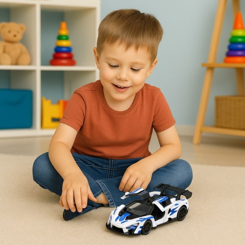 Samochód Sportowy Wyścigowy Metalowy Napęd Otwierane Drzwi Biały 1:32 LEAN TOYS