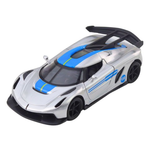 Samochód Wyścigowy Sportowy Metalowy Napęd Otwierane Drzwi Srebrny 1:32 LEAN TOYS