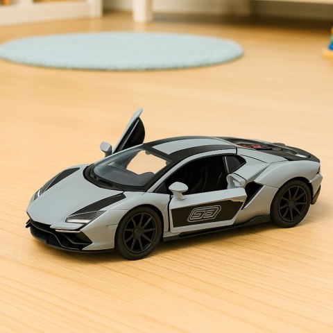 Samochód Wyścigowy Sportowy Metalowy Napęd Otwierane Drzwi Szary 1:32 LEAN TOYS