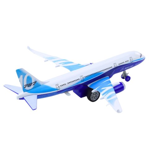 Samolot Pasażerski Z Napędem Pull Back Metalowy Światła Dźwięki 23 cm LEAN TOYS