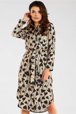 Sukienka Model A465 Beige/Black Hearts - awama Awama