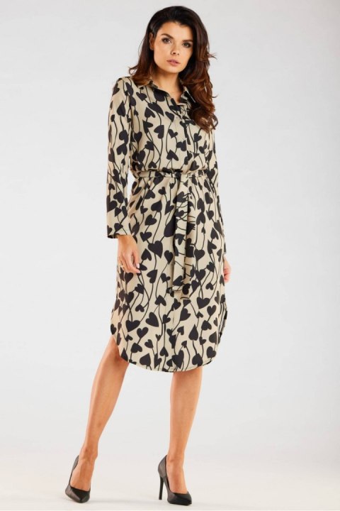 Sukienka Model A465 Beige/Black Hearts - awama Awama