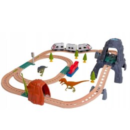 Kolejka Elektryczna Interaktywna Pociąg Wagony Tunel Wulkan Dinozaury 95 cm LEAN Toys