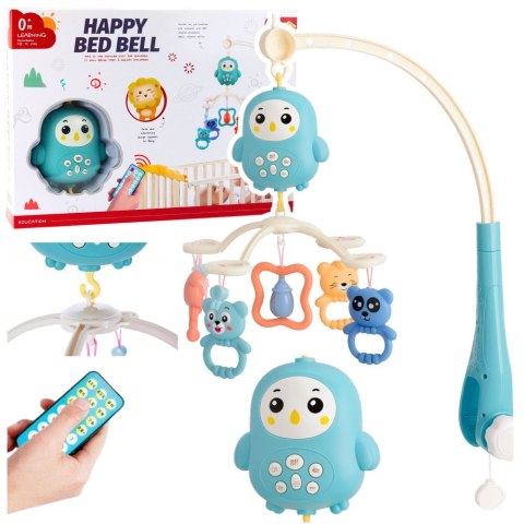 Karuzela Do Łóżeczka Pozytywka Z Lampką Grzechotki Misie Niebieska LEAN Toys