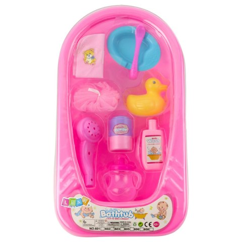 Zestaw Kąpielowy Dla Lalek Wanna Akcesoria Do Kąpieli Różowy LEAN Toys