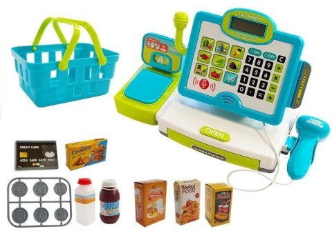 Kasa Sklepowa dla Dzieci Niebieska z Koszykiem LEAN Toys Kasa Sklepowa dla Dzieci Niebieska z Koszykiem LEAN Toys