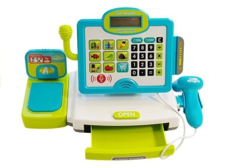 Kasa Sklepowa dla Dzieci Niebieska z Koszykiem LEAN Toys Kasa Sklepowa dla Dzieci Niebieska z Koszykiem LEAN Toys