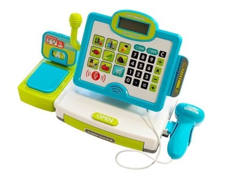 Kasa Sklepowa dla Dzieci Niebieska z Koszykiem LEAN Toys Kasa Sklepowa dla Dzieci Niebieska z Koszykiem LEAN Toys