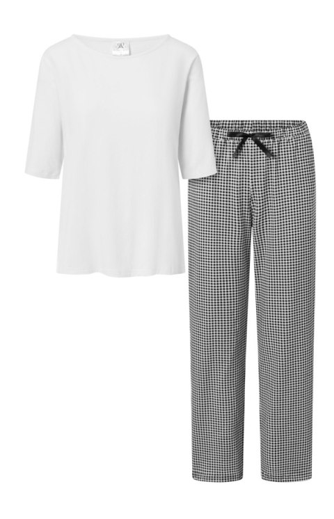 Piżama Damska Model Alexandra White/Black - Momenti Per Me Momenti Per Me