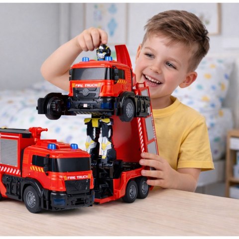 Robot Samochód Straż Pożarna 2w1 Zdalnie Sterowany RC Światła Dźwięki Woda LEAN Toys