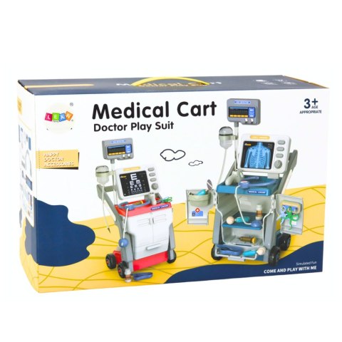 Zestaw Małego Doktora Wózek Medyczny RTG EKG Światła Różowy 16 el. LEAN Toys