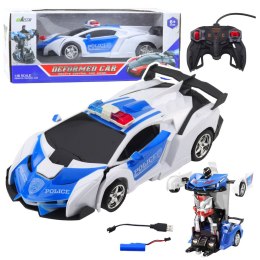 Auto Robot 2W1 Policja Radiowóz Policyjny Zdalnie Sterowany RC 1:18 LEAN Toys