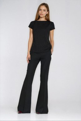 Bluzka z zakładkami na ramionach B218 Black - Nife Nife