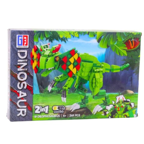 Klocki Konstrukcyjne Dinozaur Dilophosaurus Zielony 269 el. LEAN Toys