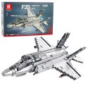 Klocki konstrukcyjne Samolot Myśliwski F-35 Lightning II Szary 1490 el. LEAN Toys