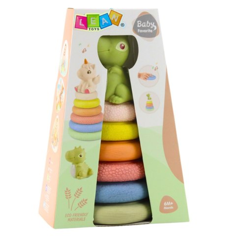 Miękka Piramida Sensoryczna Dinozaur Gumowa EKO Kolorowa LEAN Toys