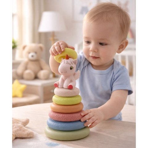 Miękka Piramida Sensoryczna Jednorożec Gumowa EKO Kolorowa LEAN Toys