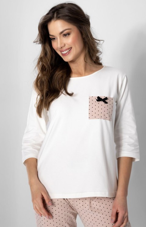 Piżama Damska Model Eliza Ecru/Powder Pink - Momenti Per Me Momenti Per Me