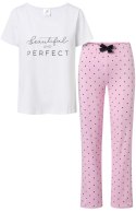 Piżama Damska Model Flawless White/Pink - Momenti Per Me Momenti Per Me