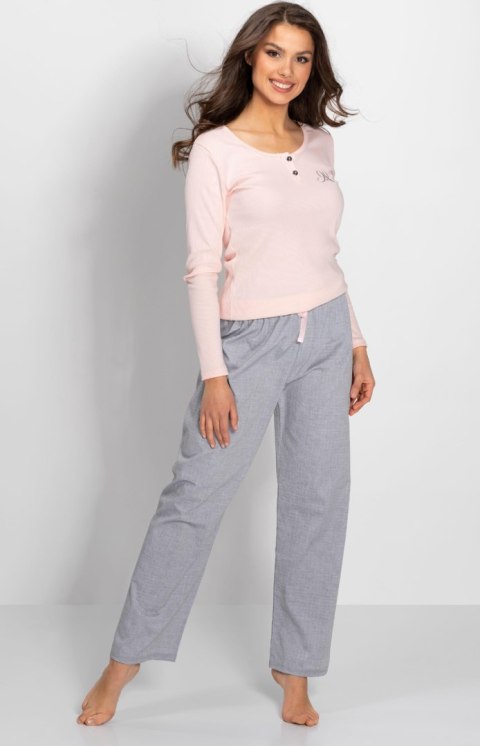 Piżama Damska Model Linda Pink/Grey - Momenti Per Me Momenti Per Me