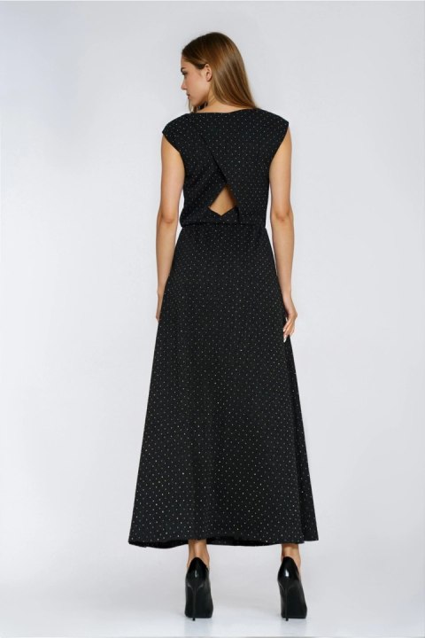 Sukienka Długa dzianinowa sukienka z błyszczącymi dżetami S287 Silver - Nife Nife