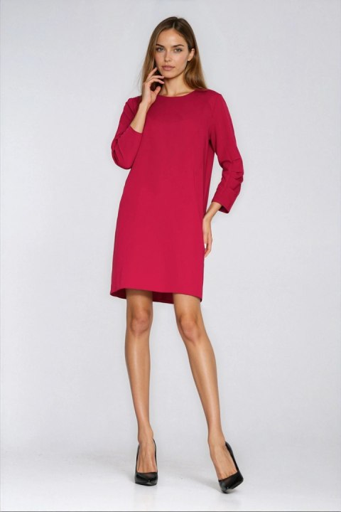 Sukienka z zakładkami na rękawach S291 Red - Nife Nife