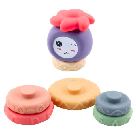 Wieża z Miękkich Klocków Piramida Sensoryczna Kolorowa 8 el. LEAN Toys