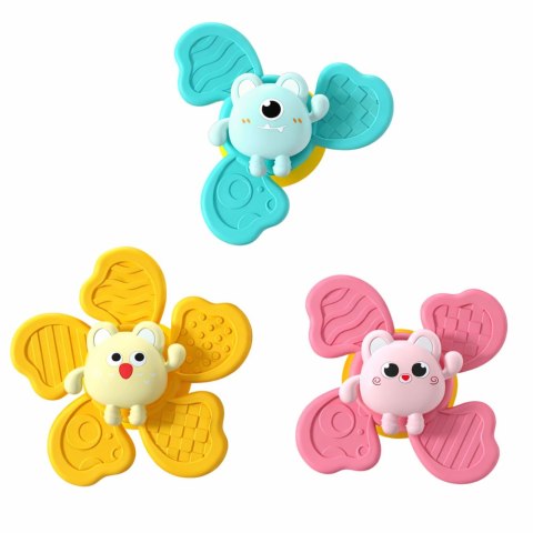 Zestaw Fidget Spinnery Grzechotki Wirujące Przyssawki Kolorowe 3 szt. Marka niezdefiniowana
