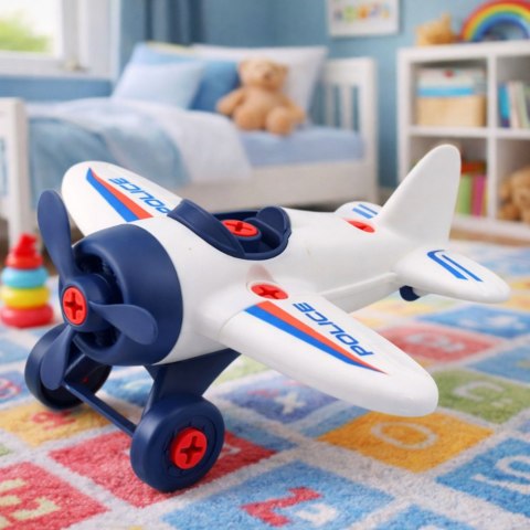 Zestaw Kreatywny DIY Samolot do Skręcania Policyjny Śrubokręt LEAN TOYS