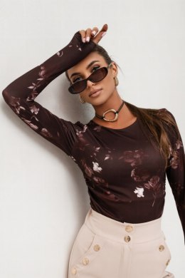 Bluzka Model Shira 490109190 Brown Flowers - LaBalancia LaBalancia