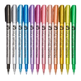 Zestaw Pisaki Metaliczne Nylonowe Ozdobne Kolorowe 12 szt. LEAN