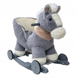 Koń Na Biegunach Jeżdzik 2w1 Bujak Osiołek Dla Malucha Szary LEAN Toys