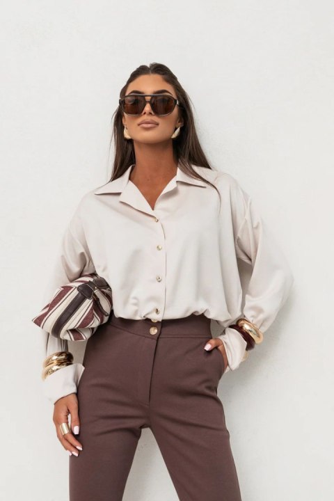 Koszula Damskie Model Maddie Satyna 490073540 Beige - LaBalancia LaBalancia