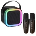 Zestaw Do Karaoke Głośnik Dwa Mikrofony Światła LED Czarny LEAN