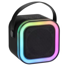 Zestaw Do Karaoke Głośnik Dwa Mikrofony Światła LED Czarny LEAN