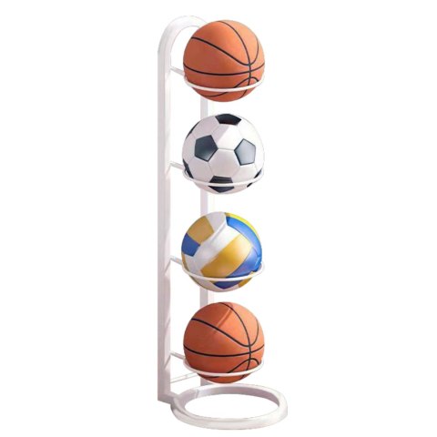 Pionowy Stojak Regał Na Piłki Metalowy Funkcjonalny Biały LEAN