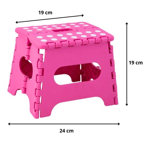 Stołek Składany Podnóżek Stopień Taboret Antypoślizgowy Różowy 24 x 19 cm LEAN