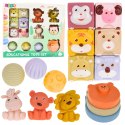 Zestaw Miękkie Klocki Sensoryczne Edukacyjne EKO Guma Zwierzęta 18 el. LEAN Toys