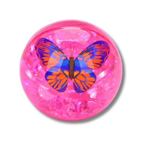 Elastyczna Piłka Do Odbijania Z Kauczuku Konfetti Motyl Świeci Mix 9 cm LEAN Toys
